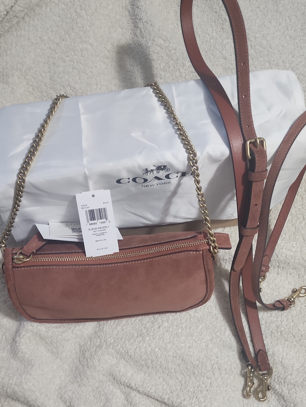 Coach Suede Loafers and Matching Waverly Suede Shoulder Bag in Clay - Picture 3 of 6